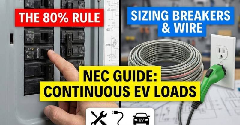 The 80% Rule Explained: Sizing Breakers & Wire for Continuous EV Loads (NEC Guide)